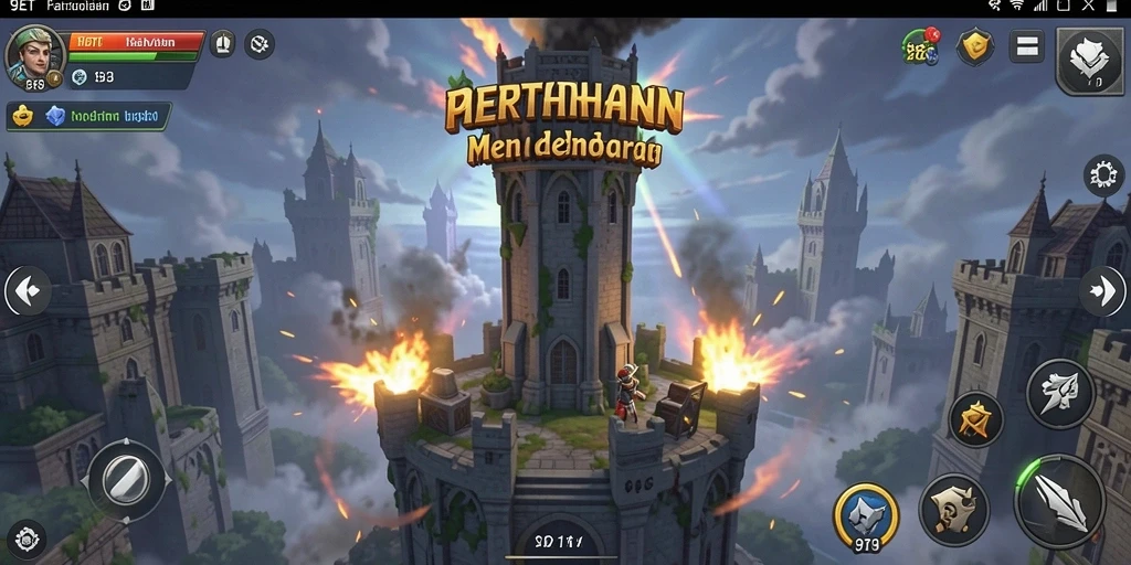 Tampilan gameplay Tower Defense yang menegangkan di 9ET.