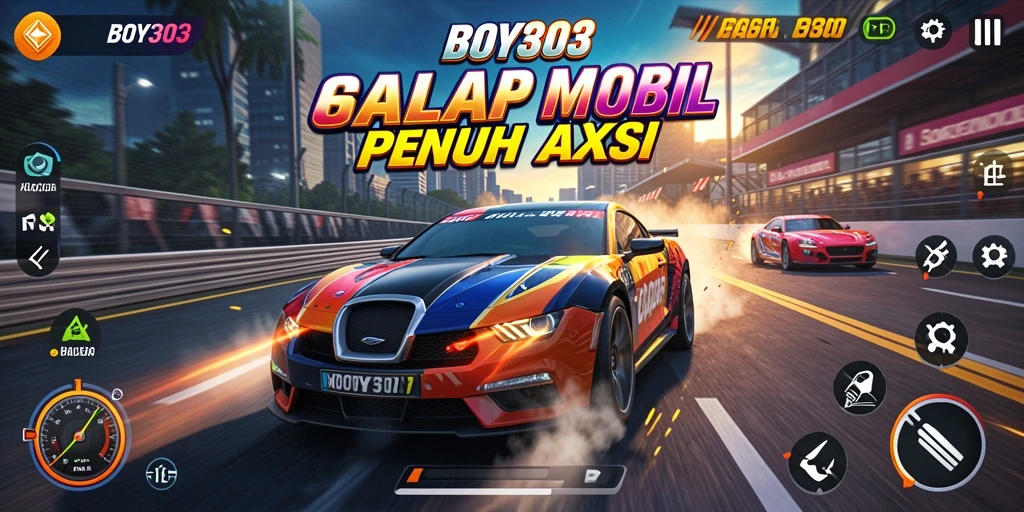 Screenshot dari gameplay balap yang mendebarkan di BOY303.