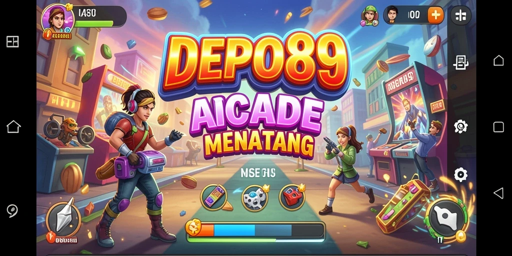 Screenshot utama DEPO89 menampilkan gameplay arcade yang mengasyikkan.
