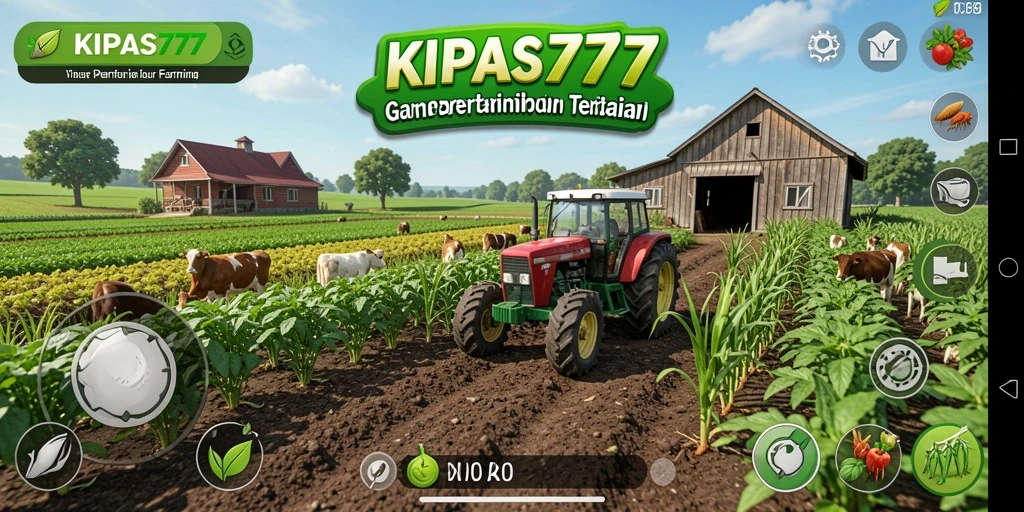 Tampilan gameplay KIPAS777 dengan suasana pertanian yang asri.