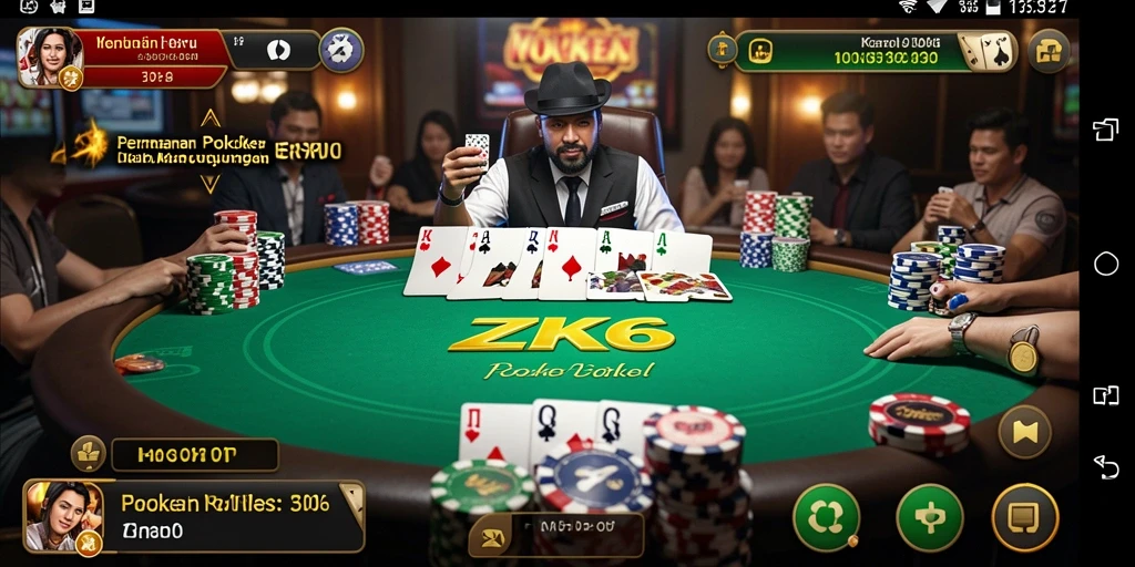 Tampilan gameplay ZK6 yang menegangkan saat bermain Poker.